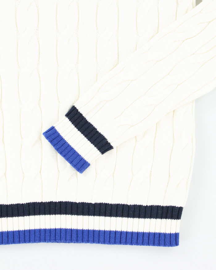 Vintage Nautica V-Neck Cable Knit Jumper - S