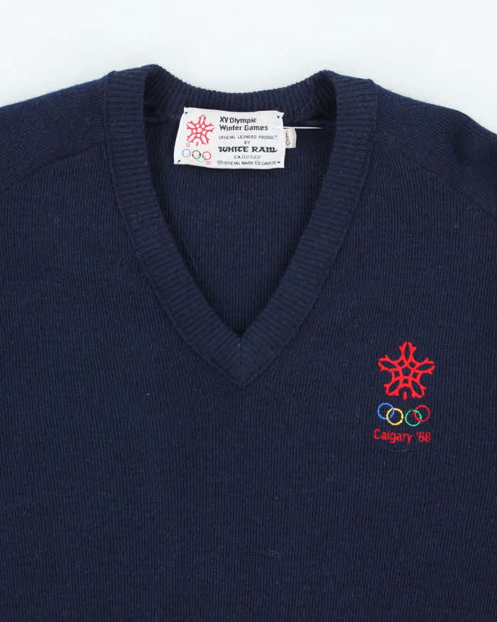 Vintage 80's Calgary Winter Olympics Heavyweight Knit Jumper - L