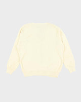 Vintage Traditional Craft Embroidered Shamrock V-Neck Knit Jumper - L