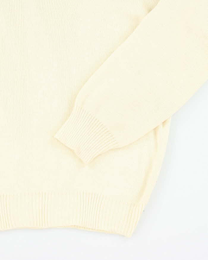 Vintage Traditional Craft Embroidered Shamrock V-Neck Knit Jumper - L
