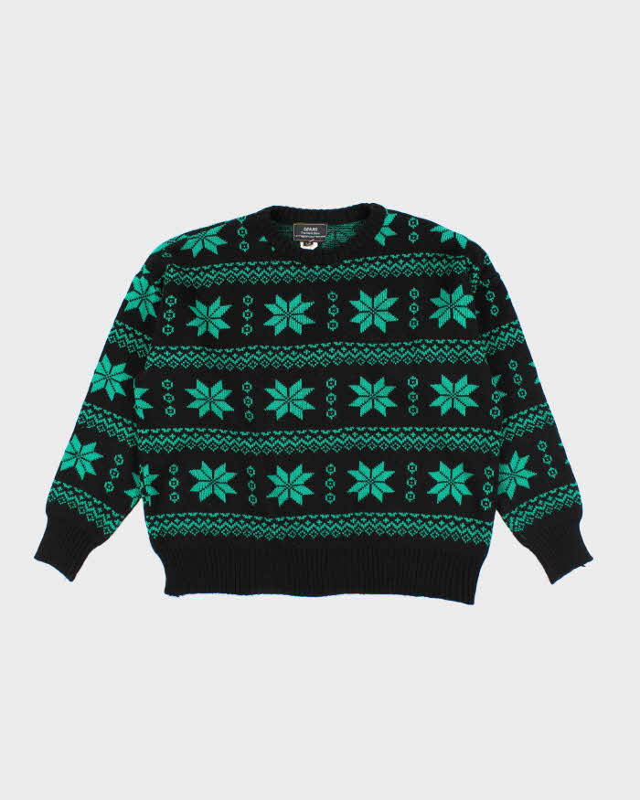 Vintage 70's Sears Patterned Chunky Knit Jumper - L