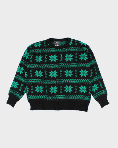 Vintage 70's Sears Patterned Chunky Knit Jumper - L