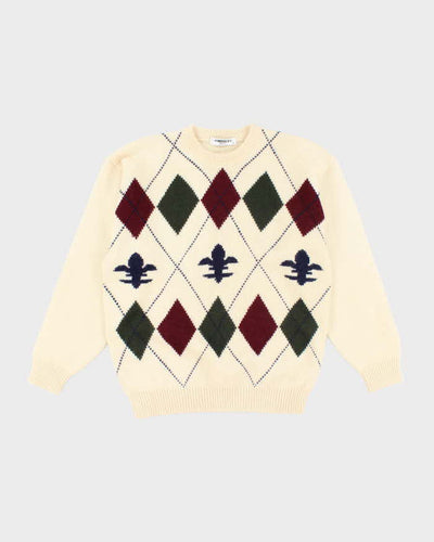 Vintage 80's Kingsley Pringle Patterned Chunky Knit Jumper - M