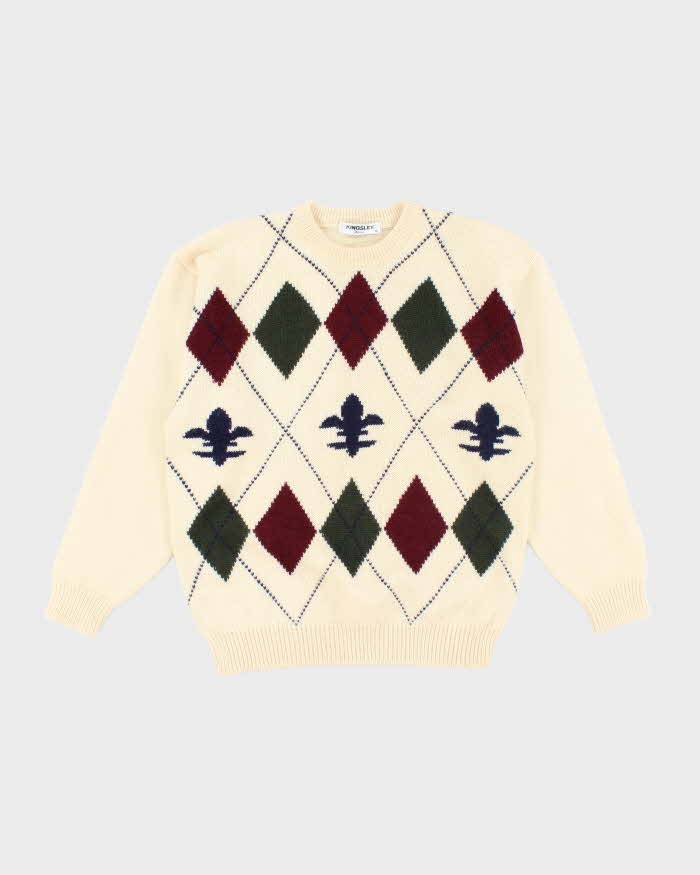 Vintage 80's Kingsley Pringle Patterned Chunky Knit Jumper - M