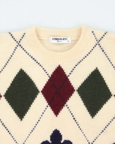 Vintage 80's Kingsley Pringle Patterned Chunky Knit Jumper - M