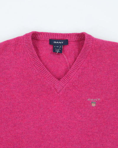 Vintage Gant Pink Wool V-Neck Jumper - M