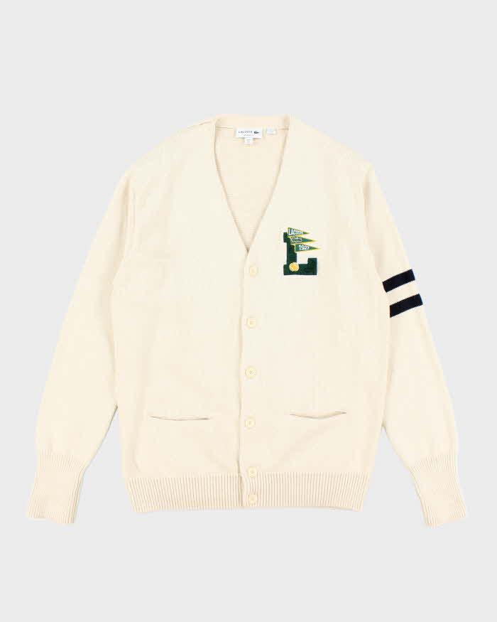 Vintage Lacoste Varsity Cotton &amp; Wool Blend Cardigan - L