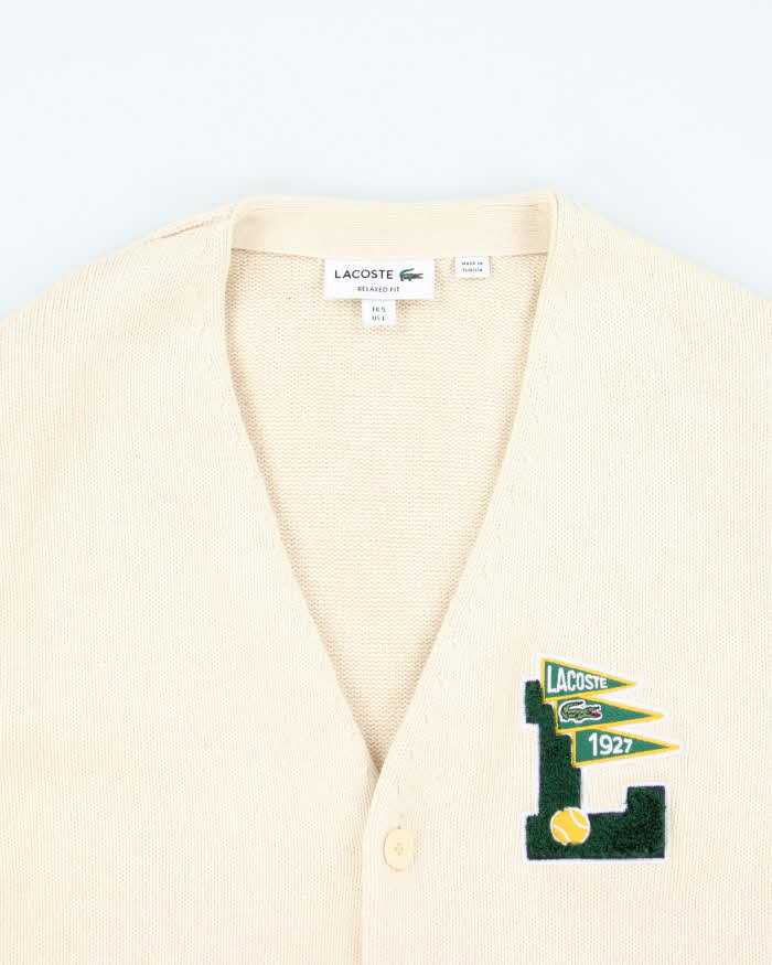 Vintage Lacoste Varsity Cotton &amp; Wool Blend Cardigan - L