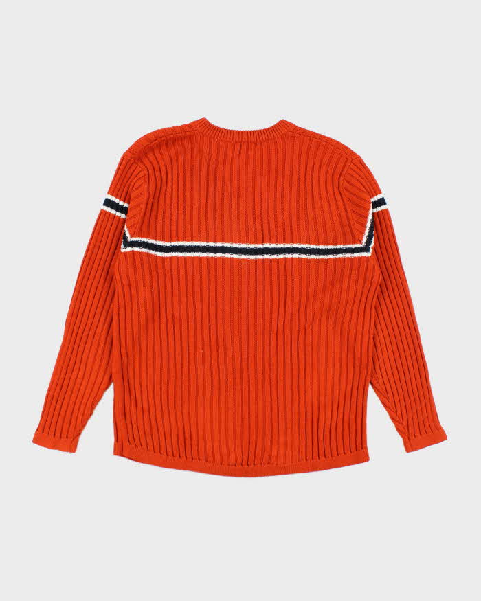 Vintage Motogear Orange V-Neck Knit Jumper - XL
