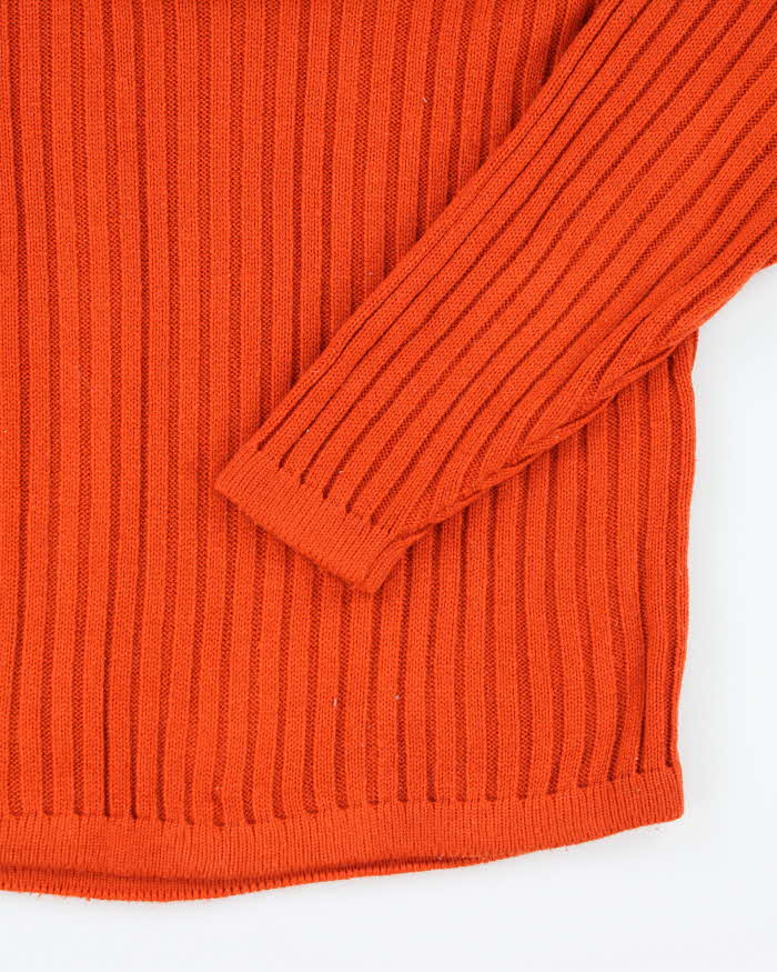 Vintage Motogear Orange V-Neck Knit Jumper - XL