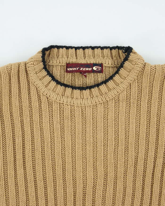 Vintage Y2k 00s Point Zero Brown Knit Oversized Jumper - M
