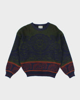 Vintage Estate Pattern Knit Oversized Jumper - S