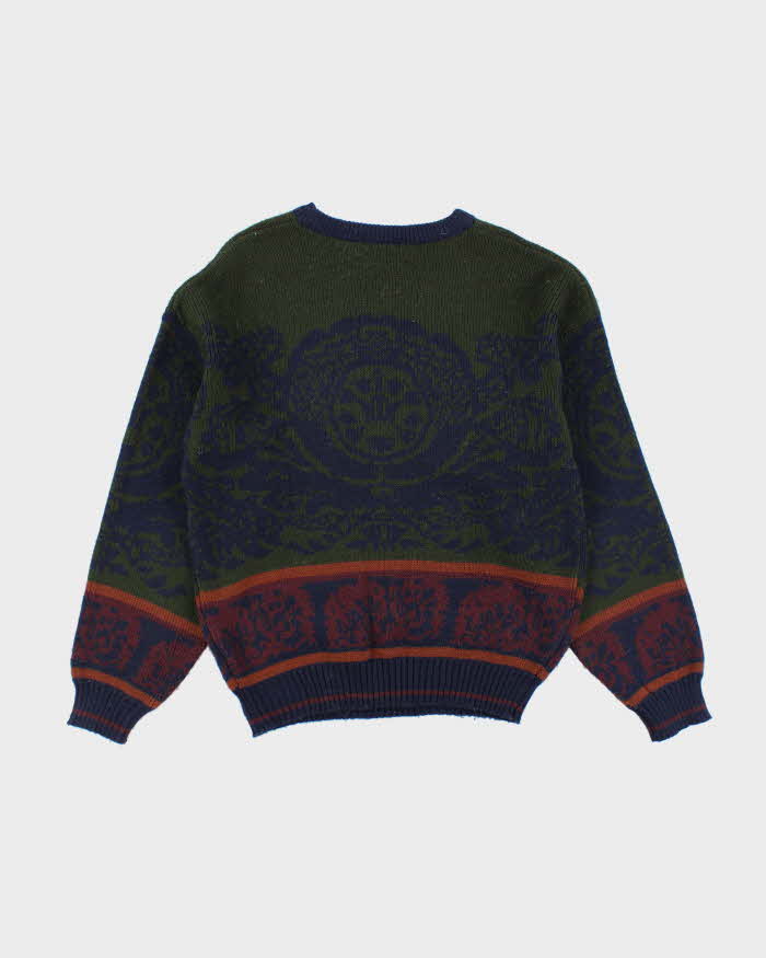 Vintage Estate Pattern Knit Oversized Jumper - S