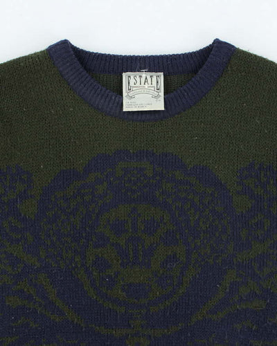 Vintage Estate Pattern Knit Oversized Jumper - S
