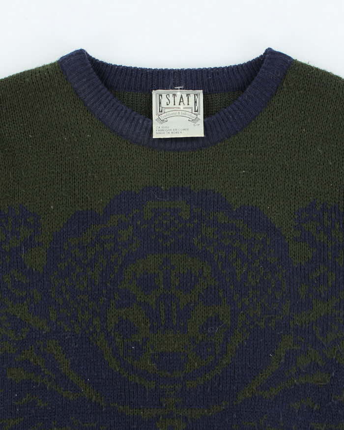 Vintage Estate Pattern Knit Oversized Jumper - S