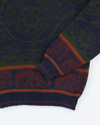 Vintage Estate Pattern Knit Oversized Jumper - S