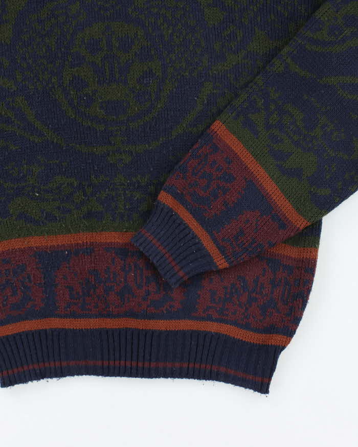 Vintage Estate Pattern Knit Oversized Jumper - S