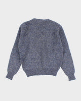 Vintage Brogue Blue Wool Chunky Jumper - M