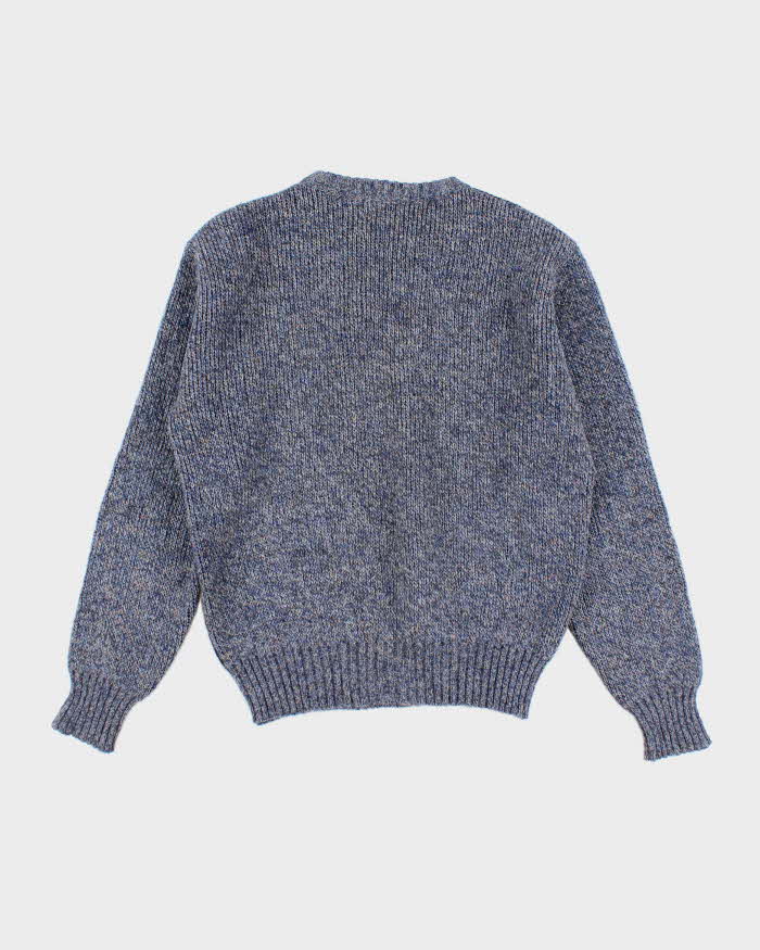 Vintage Brogue Blue Wool Chunky Jumper - M