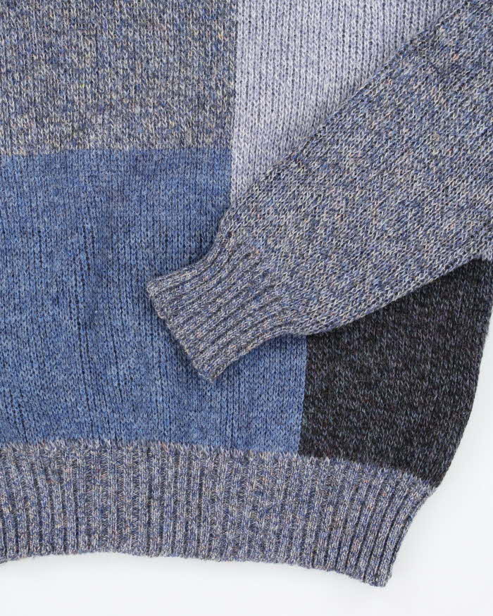Vintage Brogue Blue Wool Chunky Jumper - M
