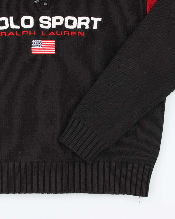 Vintage Polo Sport Ralph Lauren Oversized Quarter-Zip Knit Jumper - L