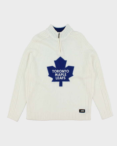 Vintage NHL Toronto Maple Leafs Quarter-Zip Knit Jumper - L