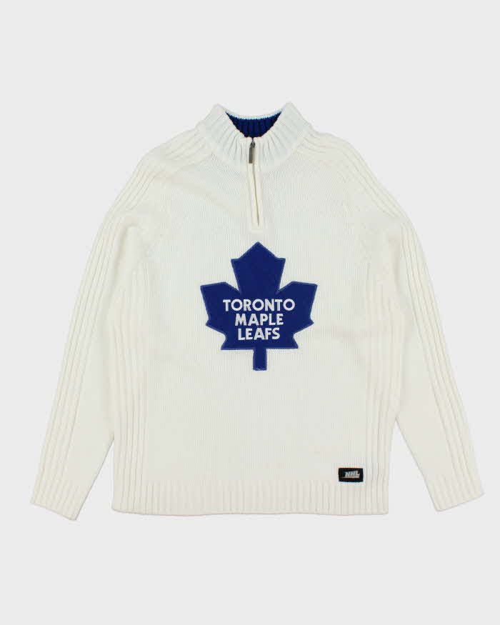 Vintage NHL Toronto Maple Leafs Quarter-Zip Knit Jumper - L