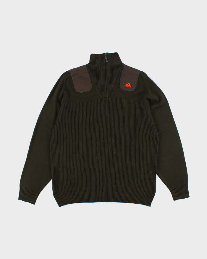 Vintage Adidas Wool Blend Quarter-Zip Knit Jumper - XL