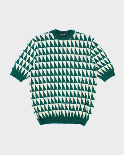 Raf Simons Green Pattern Short Sleeve Wool Jumper - M