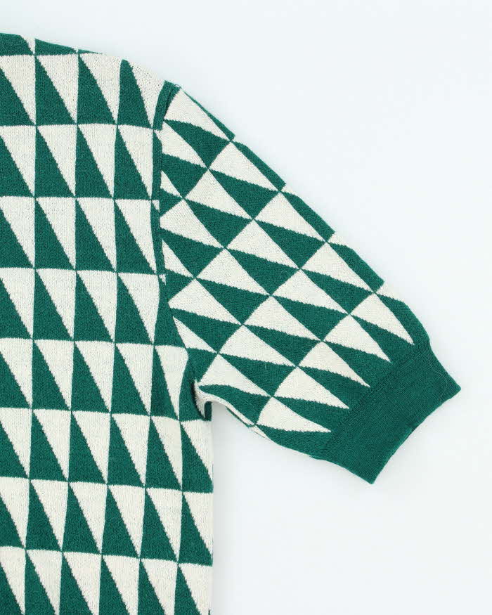 Raf Simons Green Pattern Short Sleeve Wool Jumper - M