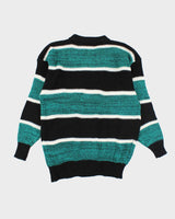 Vintage Y2K Striped Panelled Chunky Knit Jumper - L