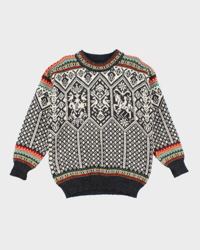 Vintage 80's Dale of Norway Pure Wool Patterned Chunky Knit Jumper - M