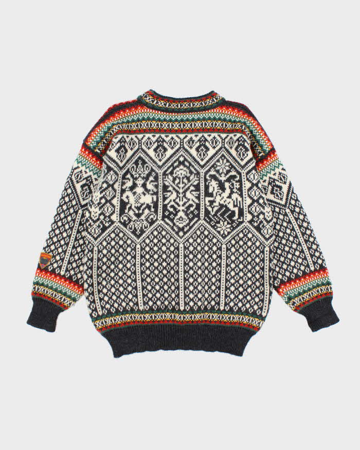 Vintage 80's Dale of Norway Pure Wool Patterned Chunky Knit Jumper - M