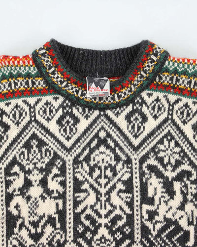 Vintage 80's Dale of Norway Pure Wool Patterned Chunky Knit Jumper - M