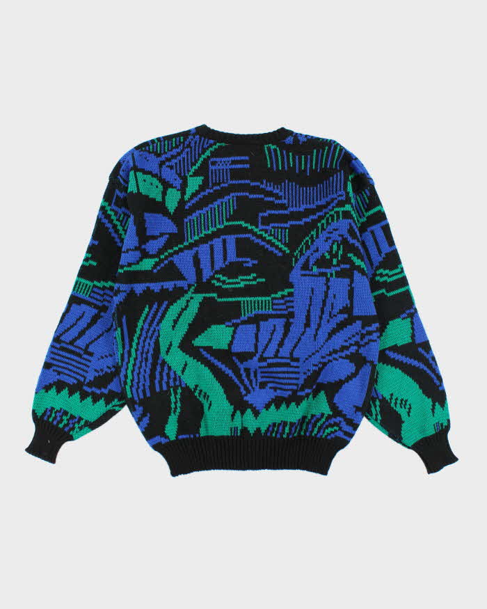 Vintage 80's Oscar De La Renta Patterned Chunky Knit Jumper - L
