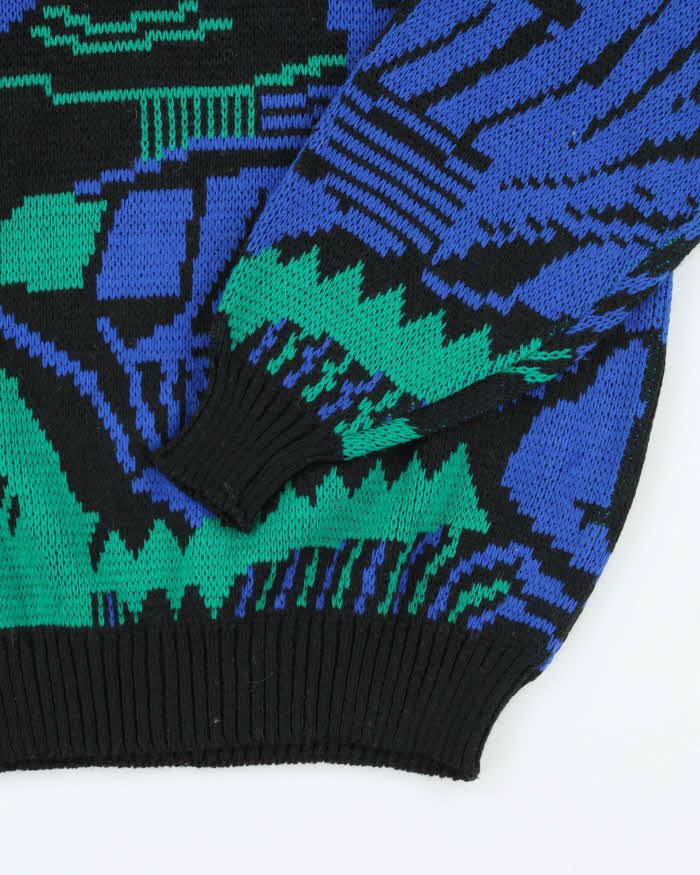Vintage 80's Oscar De La Renta Patterned Chunky Knit Jumper - L