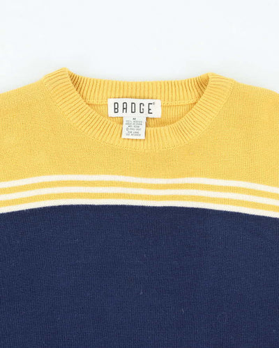 Vintage 90's Badge Two Tone Knit Jumper - M