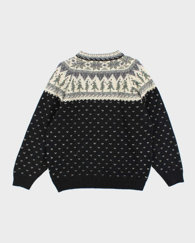 Vintage 90's Eddie Bauer Heavyweight Wool Patterned Knit Jumper - M