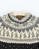 Vintage 90's Eddie Bauer Heavyweight Wool Patterned Knit Jumper - M