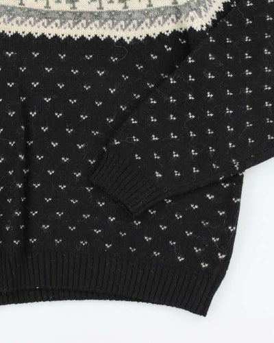 Vintage 90's Eddie Bauer Heavyweight Wool Patterned Knit Jumper - M