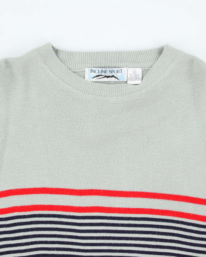 Vintage 90's Incline Sport Striped Long-sleeve Knit Jumper - L
