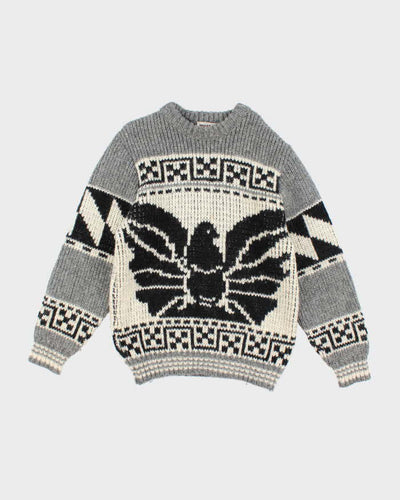 Vintage 80's Chunky Patterned Eagle Wool Chunky Knit Jumper - L