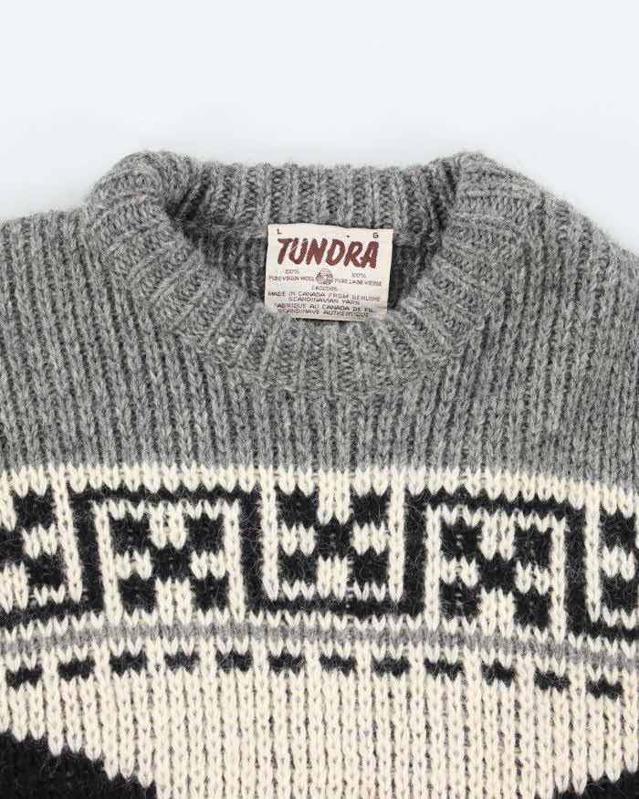 Vintage 80's Chunky Patterned Eagle Wool Chunky Knit Jumper - L