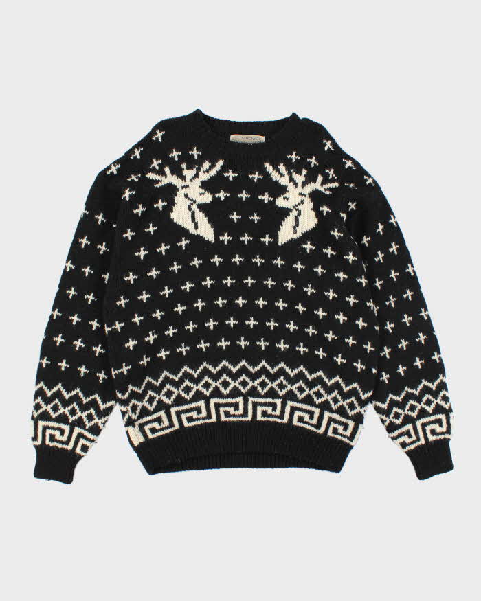 Vintage 90's Club Monaco Patterned Wool Chunky Knit Jumper - XL