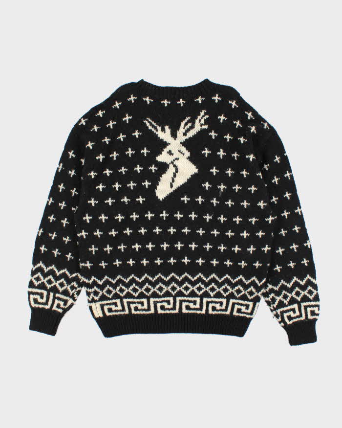 Vintage 90's Club Monaco Patterned Wool Chunky Knit Jumper - XL