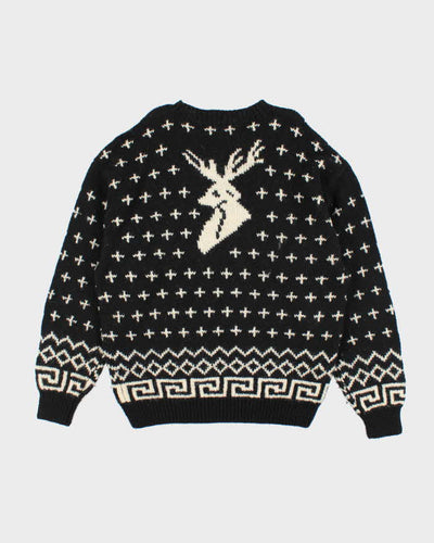 Vintage 90's Club Monaco Patterned Wool Chunky Knit Jumper - XL