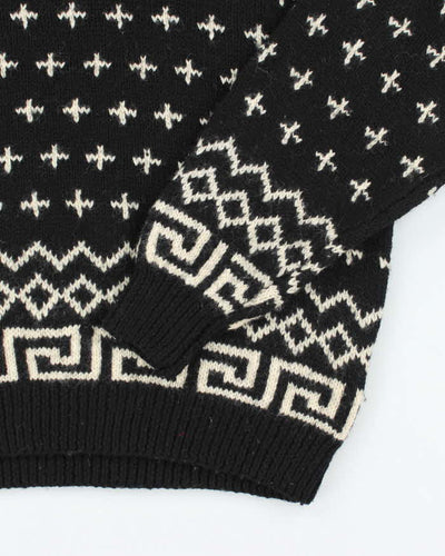 Vintage 90's Club Monaco Patterned Wool Chunky Knit Jumper - XL