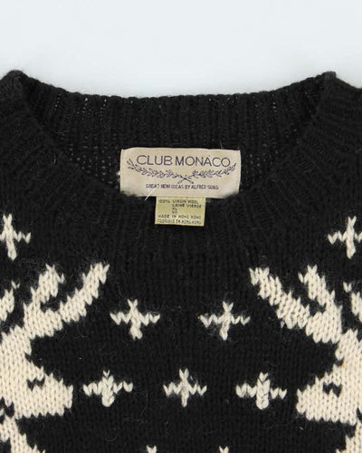 Vintage 90's Club Monaco Patterned Wool Chunky Knit Jumper - XL