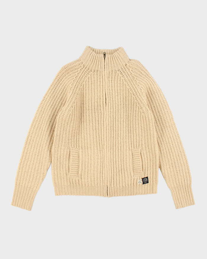 Vintage Y2K Polo Jeans Pure Wool Zip Up Knit Jumper - M