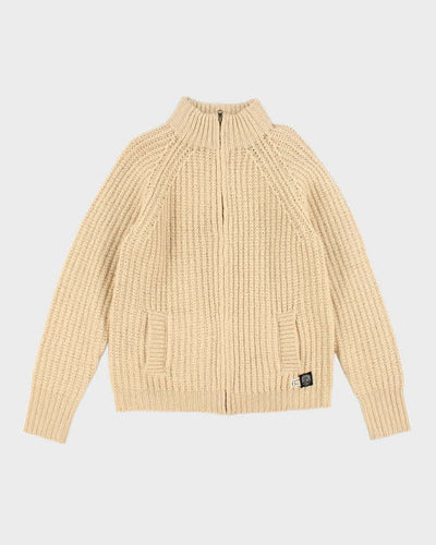 Vintage Y2K Polo Jeans Pure Wool Zip Up Knit Jumper - M